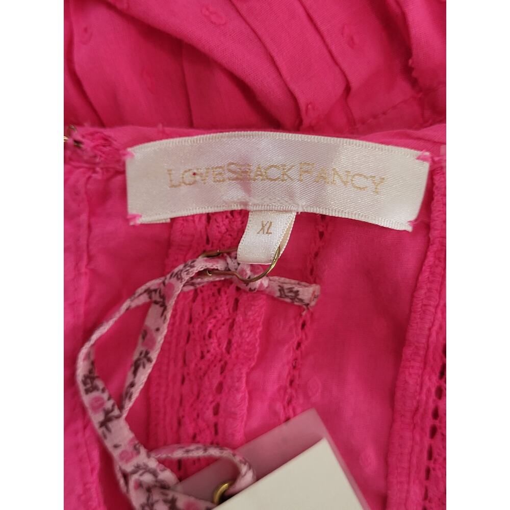 Loveshackfancy Natasha Watermelon Ice Pink Ruffle Lace Cotton Mini Dress GUC XL - Picture 6 of 8